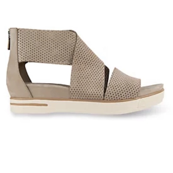 Eileen Fisher Shoes - Eileen Fisher Tan Sport Perforated Suede Back Zip Sandals Size 10